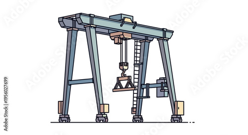 Industrial gantry crane with hoist.