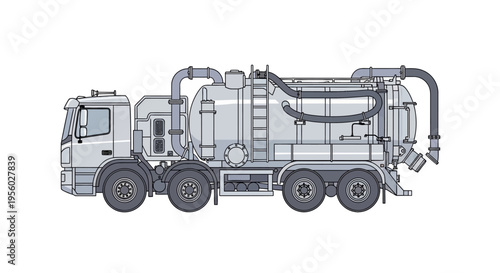 Large Industrial Vacuum Truck Vehicle.
