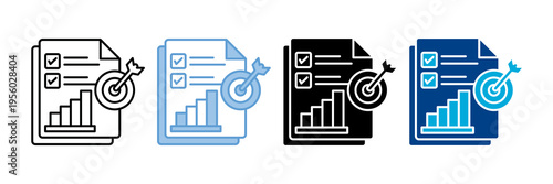 Objectives Icon Set Multiple Style Collection