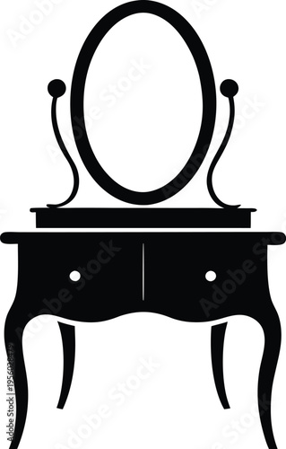 Vanity table silhouette vector illustration 