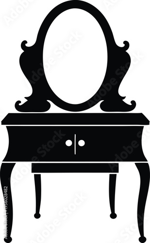Vanity table silhouette vector illustration 