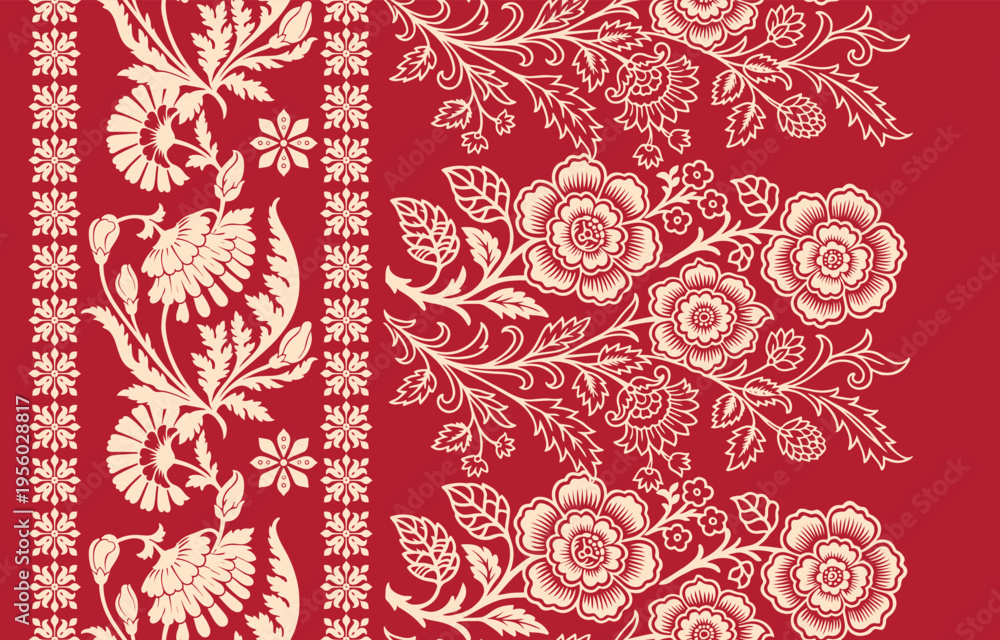 Fototapeta premium Ethnic Motifs Ikat floral paisley embroidery floral. ikat Saree Sarong oriental pattern traditional.Ikat embroidery style abstract embroidery design for texture,fabric,clothing,wrapping,decoration