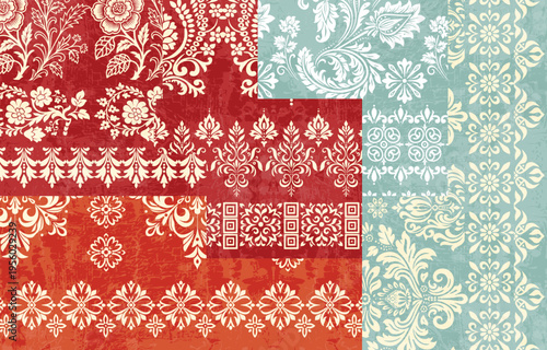 Motifs Ikat floral paisley embroidery floral. ikat ethnic Saree Sarong oriental pattern traditional.Ikat embroidery style abstract embroidery design for texture,fabric,clothing,wrapping,decoration