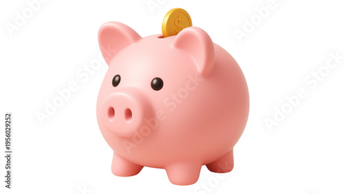 A pink ceramic piggy bank represents a financial concept for savings, investment, and business wealth