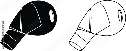 Black and white elbow pipe fitting Vector