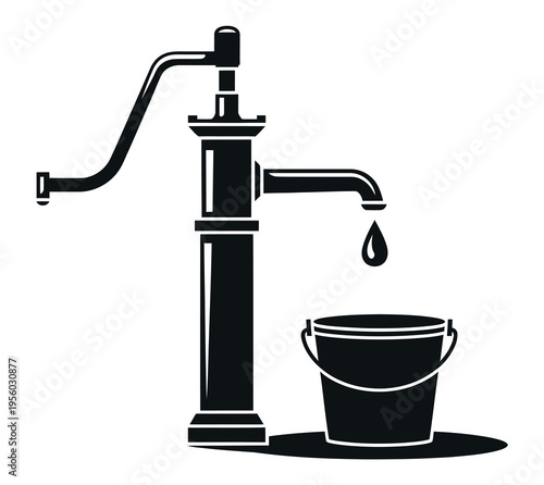 Hand pump icon water supply black simple flat vector illustration
