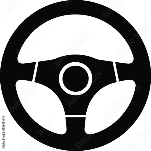 Car steering wheel vector icon flat illustration for automotive driving school transportation navigation and vehicle control concept