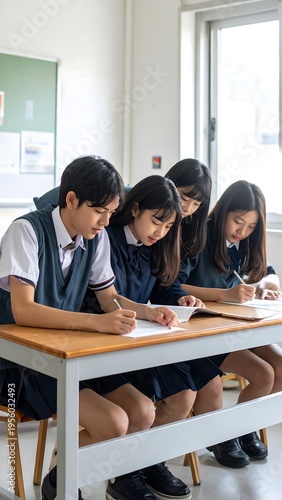 Students studying in classroom