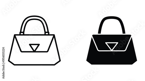 Two stylish handbags in black and white vector illustration