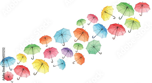 Abstract colorful umbrella seamless pattern vibrant repeat rainy day design