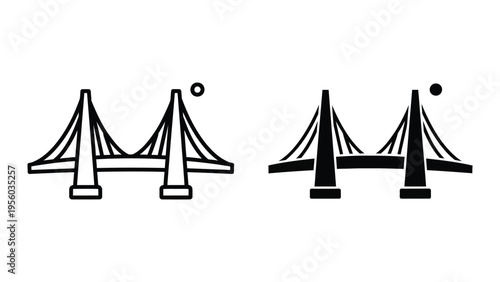 suspension bridges in line style vector illustration