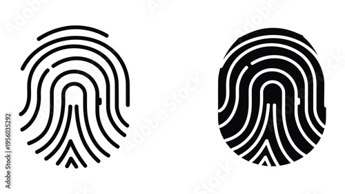 Two black fingerprint icons in flat design vector illustration