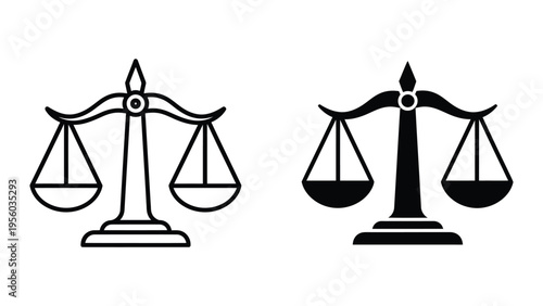 Scales of justice vector illustration, flat design law symbols