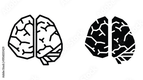 Dual brain hemispheres contrast vector illustration