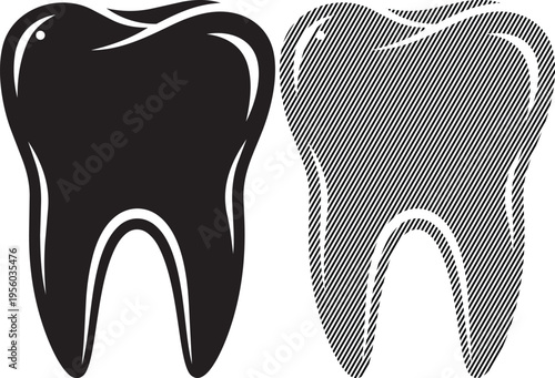 Comparison of a healthy tooth and one with dental decay or damage