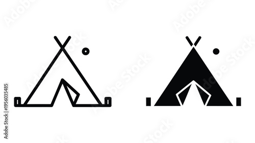 black and white tent icons vector illustration