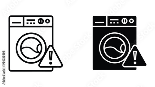 Washing machine warning signs vector illustration