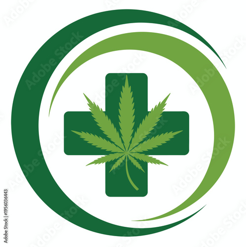 Medical marijuana icon green leaf hemp symbol vector on white background