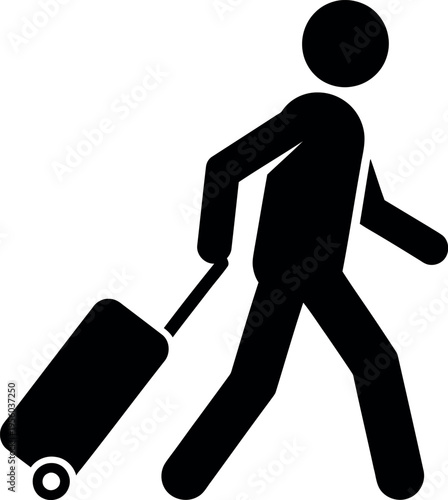 A person walking with a suitcase