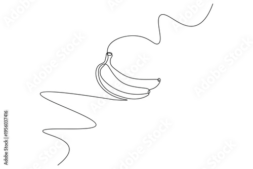 Vector line art of a banana cluster in continuous drawing style
