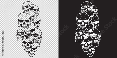 skull stack with tags vector illustration flat design halloween theme