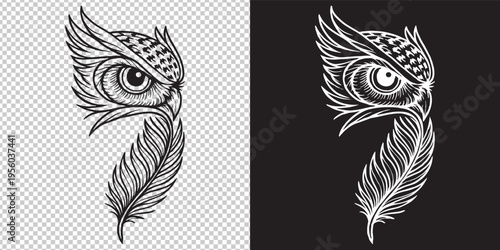 minimalist owl face silhouette vector illustration on contrasting backgrounds