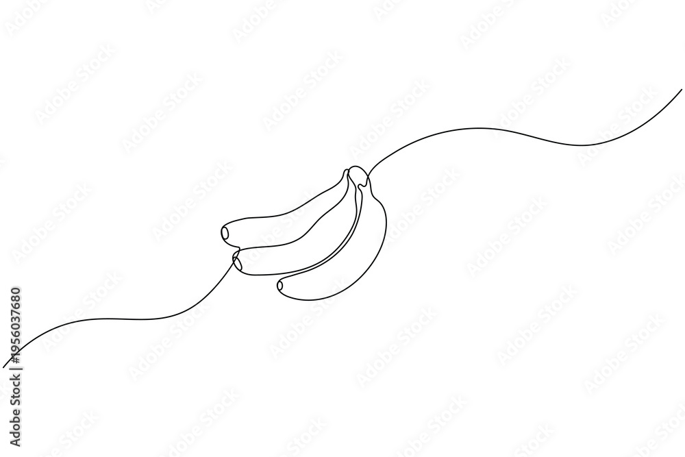 Obraz premium Vector line art of a banana cluster in continuous drawing style 