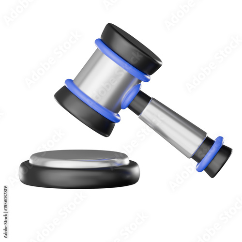 Wallpaper Mural Law And Justice 3D Icon. Gavel law justice court judge legal symbol icon render and 3d design on transparency background, metallic hammer above sound block for courtroom decision and authority Torontodigital.ca