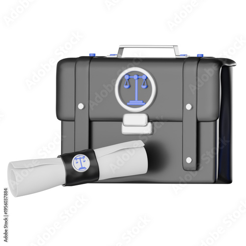 Wallpaper Mural Law And Justice 3D Icon. Law and justice briefcase diploma certificate attorney legal icon 3d rendering with scale emblem and rolled document for courtroom service and legal education Torontodigital.ca