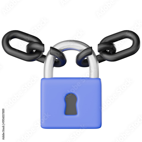 Wallpaper Mural Law And Justice 3D Icon. Padlock chain security privacy protection law justice icon for digital access control and 3d illustration with broken link symbol for data protection and safety Torontodigital.ca