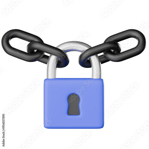 Wallpaper Mural Law And Justice 3D Icon. Padlock chain security privacy protection lock metal blue law and justice 3d icon for cyber defense access control encryption concept with calm trust Torontodigital.ca