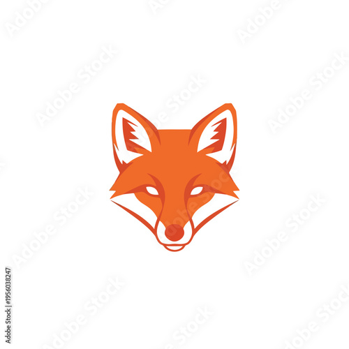 A stylized illustration of a fox's face with sharp orange features and white accents.