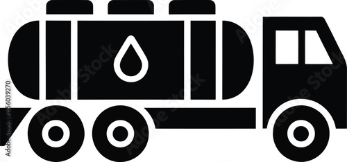 Oil tanker truck vector icon flat illustration for petroleum fuel transport gas delivery and industrial logistics shipping concept