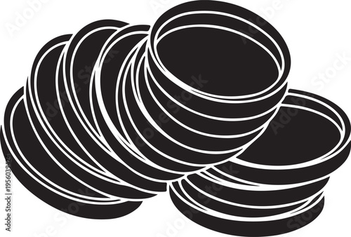 Black silhouette stack of coins icon, wealth and luck concept vector illustration for St. Patrick's Day or financial savings themes , Generative Ai