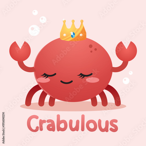 Fabulous Royal Crab Punny Vector Illustration
