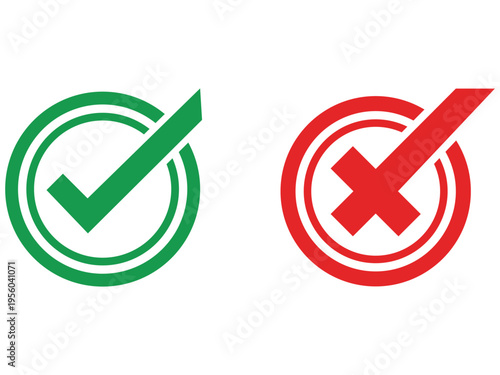 Correct and incorrect choice vector icons set