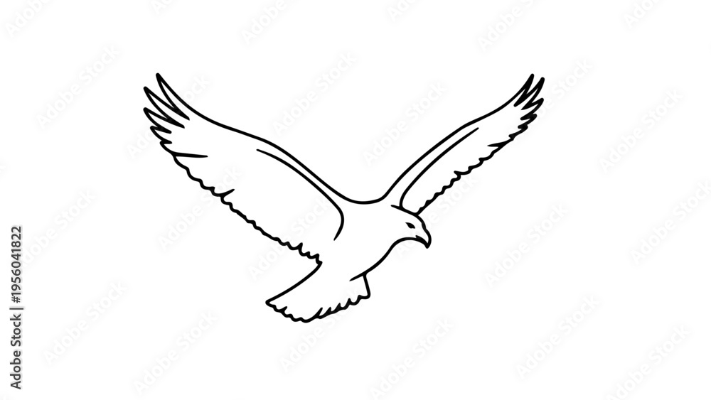 Obraz premium A minimalist vector illustration of a soaring eagle in flight with outstretched wings on a transparent background