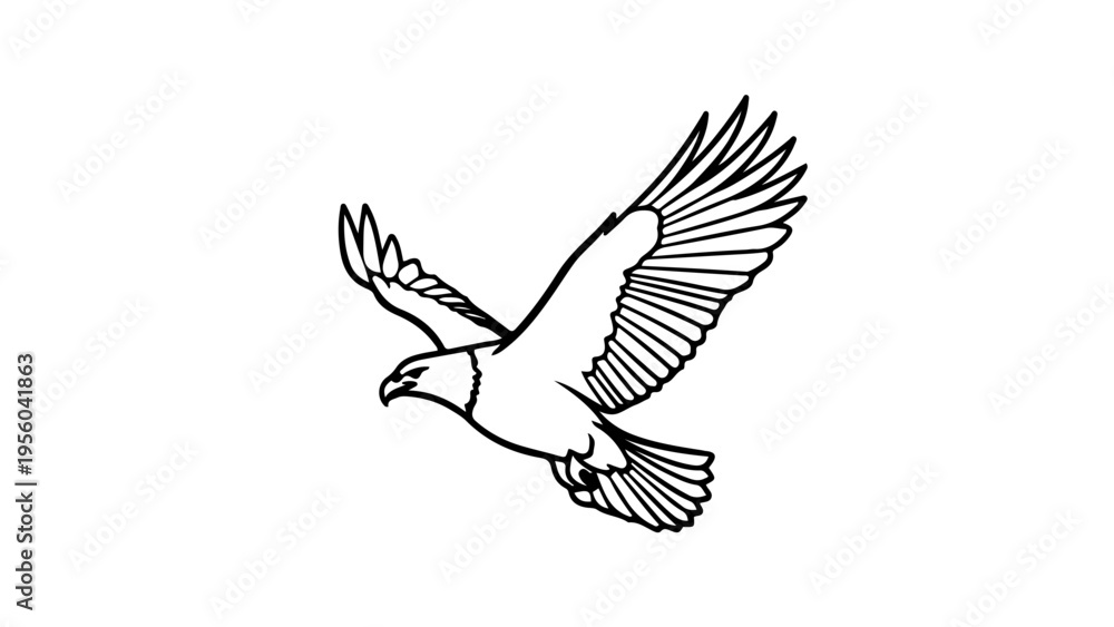 Obraz premium A minimalist vector illustration of a bird in flight with outstretched wings