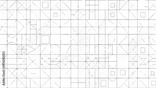 A minimalist vector graphic of a complex geometric pattern on a white background
