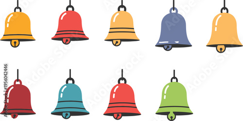 Set of colorful bells on a white background