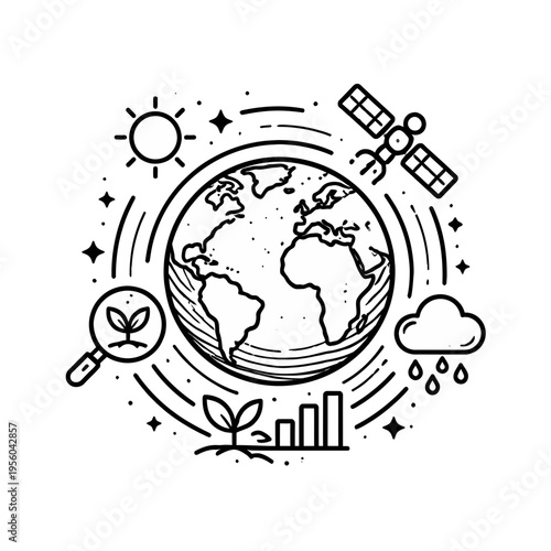 Harmonizing technology and nature Illustrative concept of global environmental monitoring, data-driven sustainability, and ecological growth for a healthier planet's future