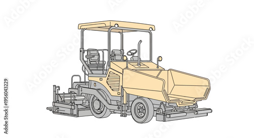 Yellow Road Construction Roller Machine.