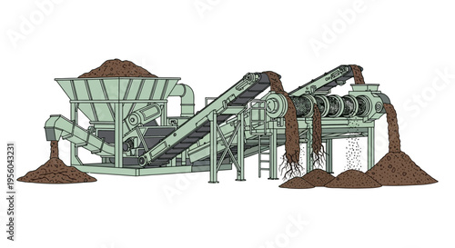 Industrial soil processing machine equipment.