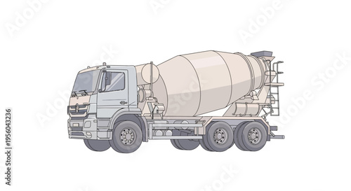 Large Cement Mixer Truck Vehicle.