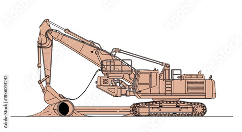 Large Excavator Machine Heavy Equipment.