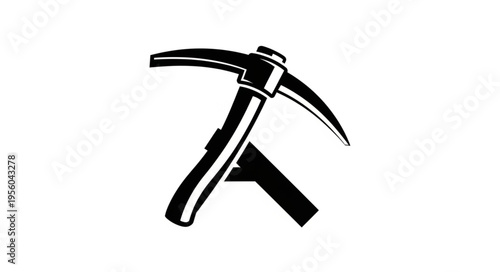 Black and White Pickaxe Illustration for Mining and Construction.