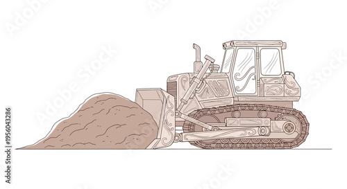 Bulldozer pushing a pile of dirt.