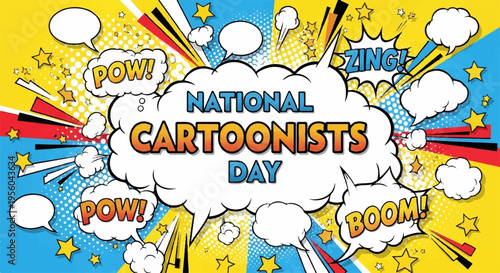 National Cartoonists Day vector illustration with comic book effects