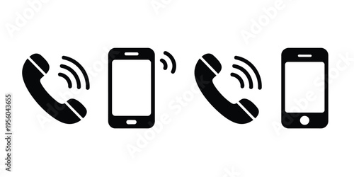 Phone icons ringing call smartphone flat vector design