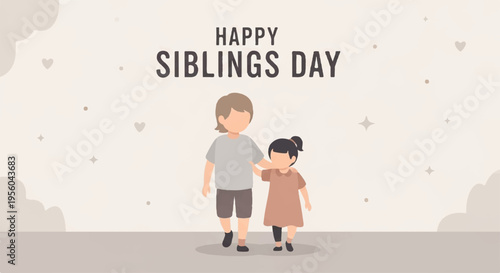 Vector illustration of siblings day cartoon characters